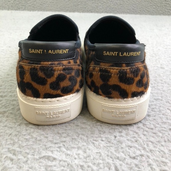 Saint Laurent Ponyhair Calf Sneakers Womens 38.5 8.5 Slip On Comfort Streetwear - Picture 5 of 13